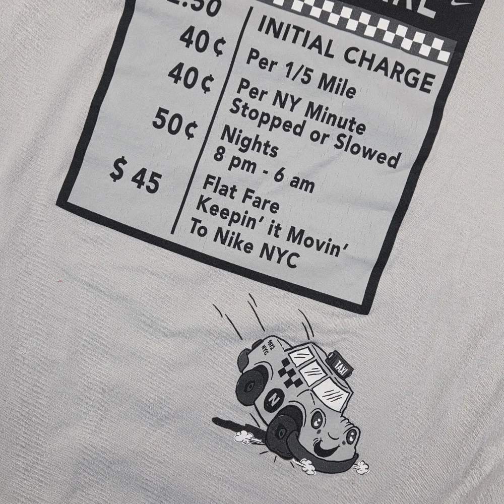 NIKE NYC Cabbie Fare Taxi Gray Cab Tee XXL Street Wear Man Unisex